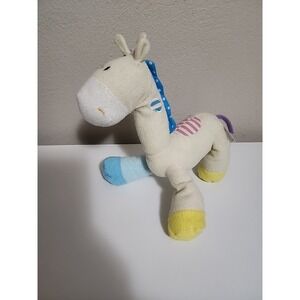 Goffa Giraffe Baby Rattle VTG Stuffed Yellow Colorblock fleece lovey Terrycloth?